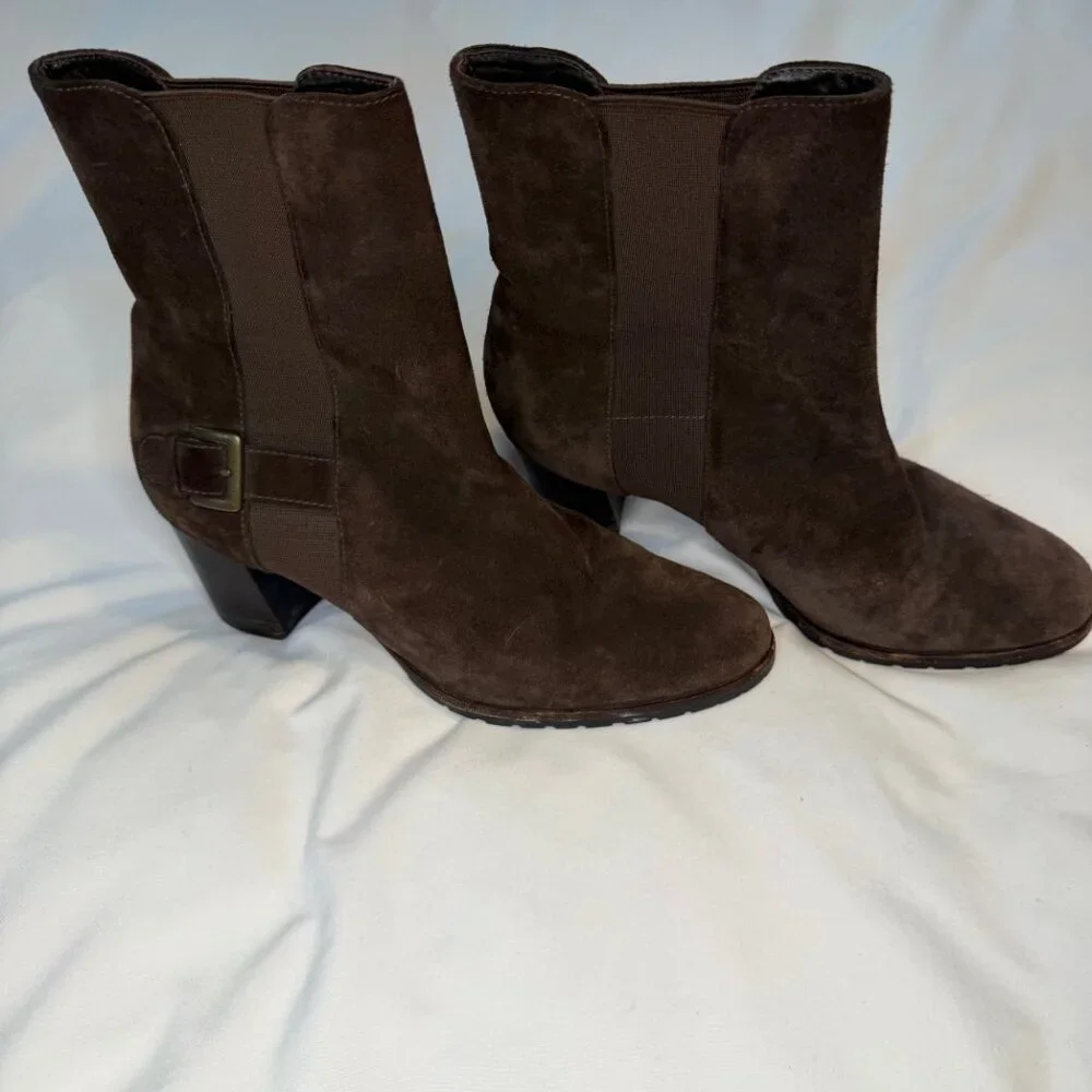 Cole Haan Callan Suede Dark Chocolate Brown Short Ankle Boot - 8